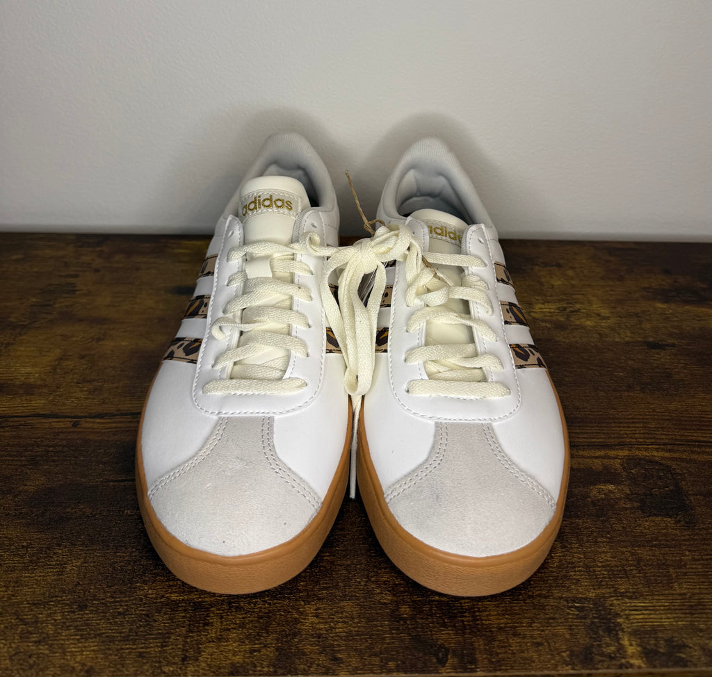 Adidas VL Court Base – White / Leopard / Gum