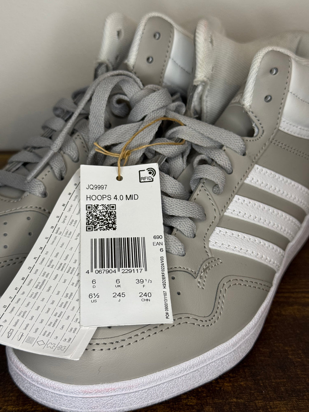 Adidas Hoops 4.0 Mid  –  Grey / White