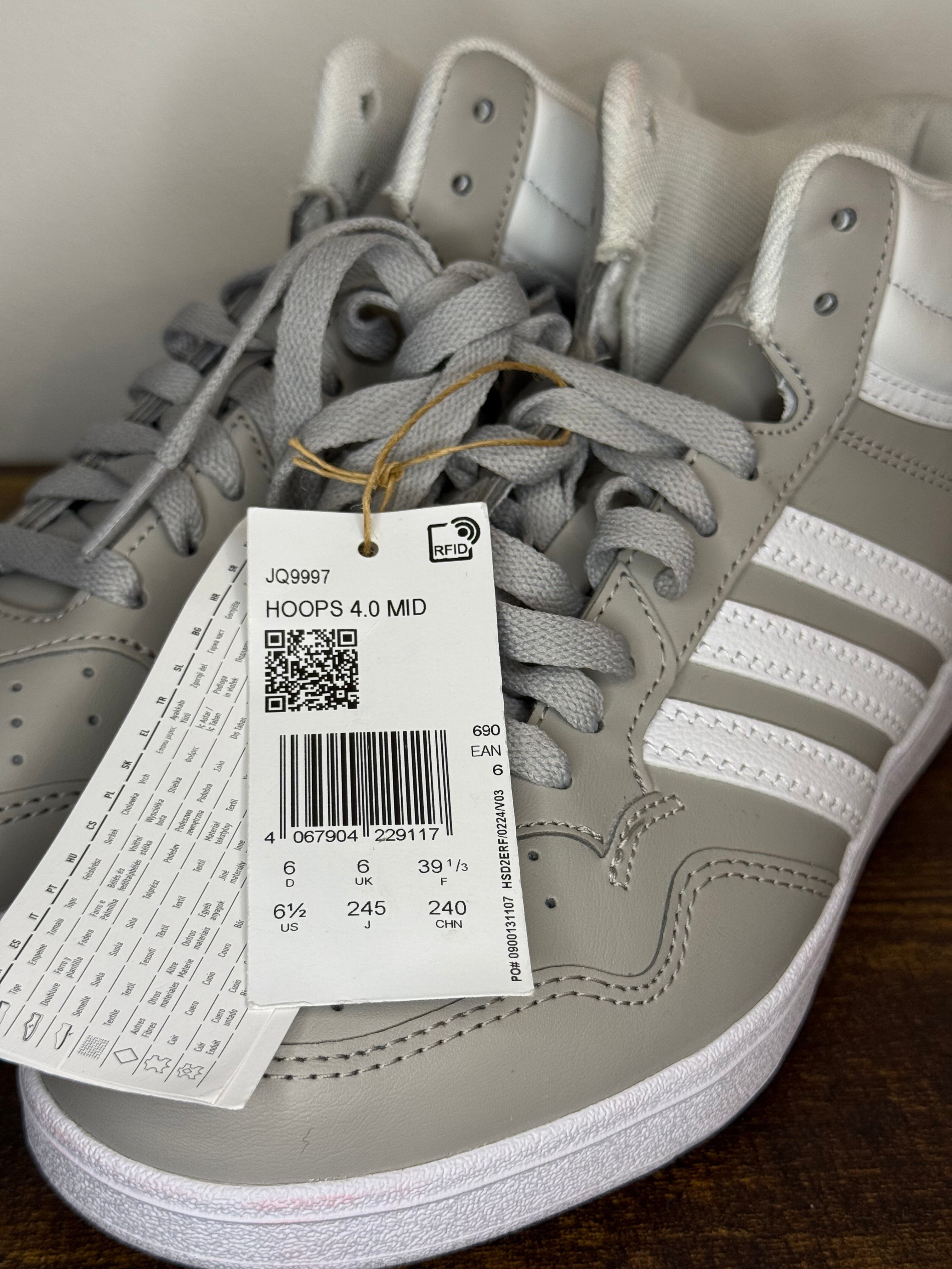 Adidas Hoops 4.0 Mid  –  Grey / White